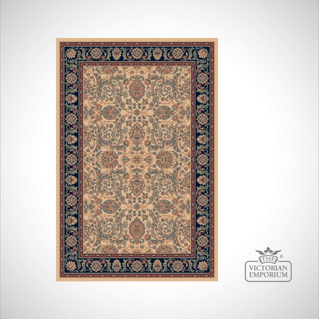 Victorian Rug style RO1631 in Red, Navy or Beige/Navy Rugs