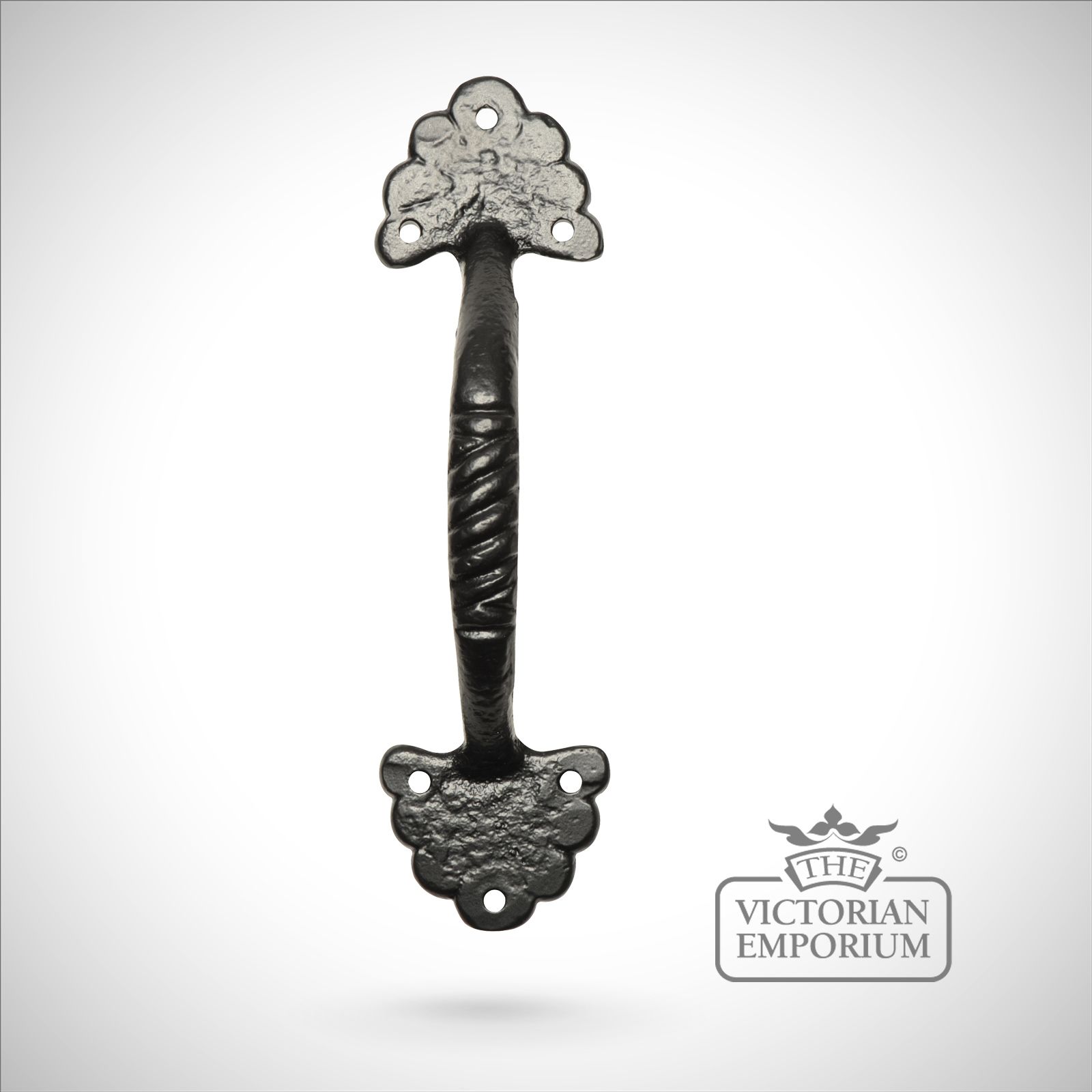 Black iron handcrafted decorative pull door handle with pretty flower