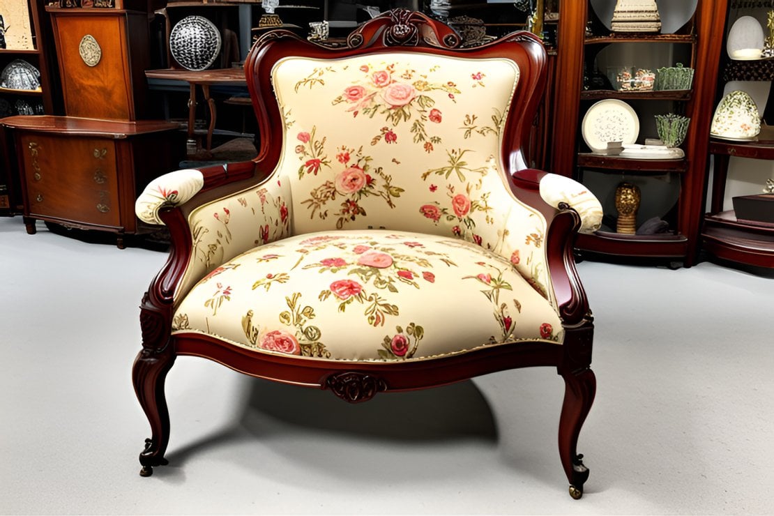 Ladies chair Victorian mahogany floral upholstery