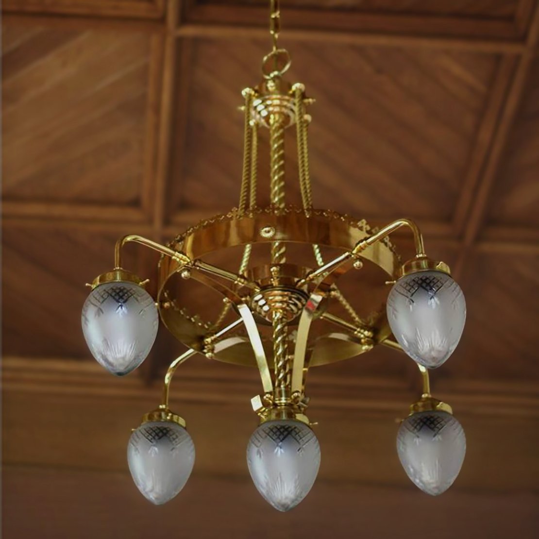 Polished brass arts and craft lantern