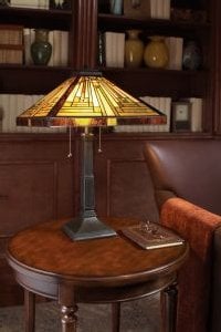Tiffany style lamp on study table