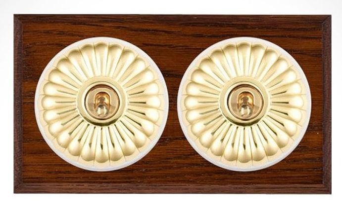 Fluted dolly switch with dark wood and antiqued brass