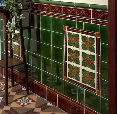 Victorian style wall tiles in porch