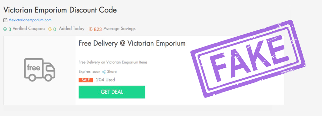 Fake discount voucher code