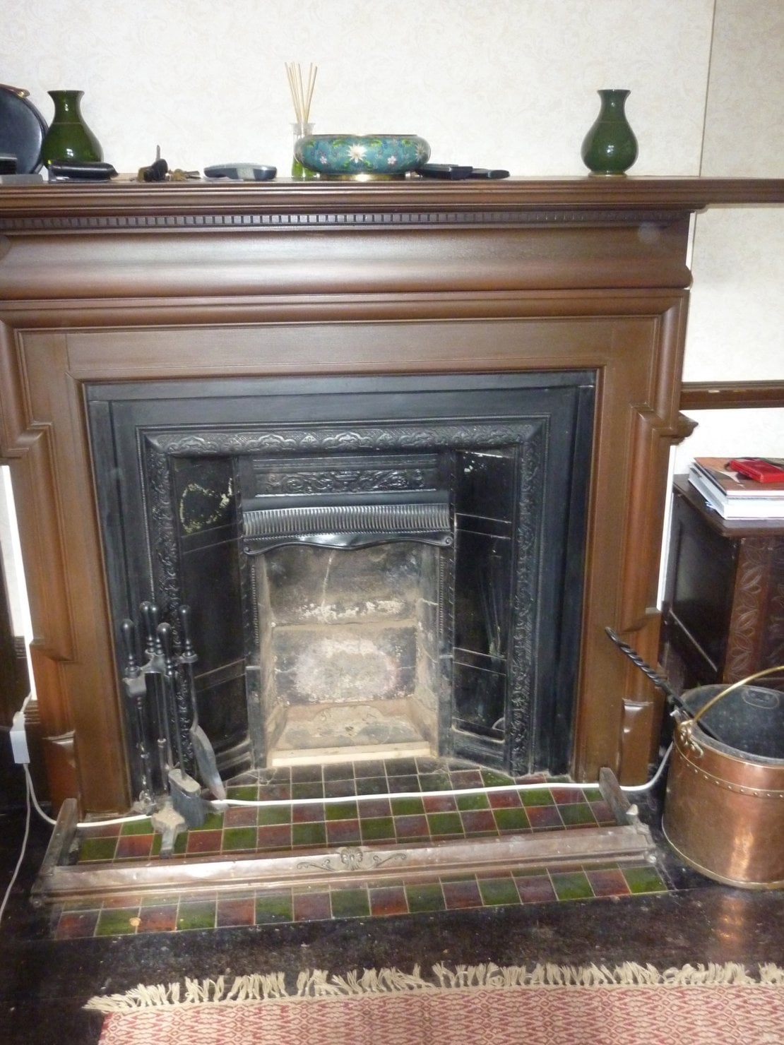 fireplace before restoration