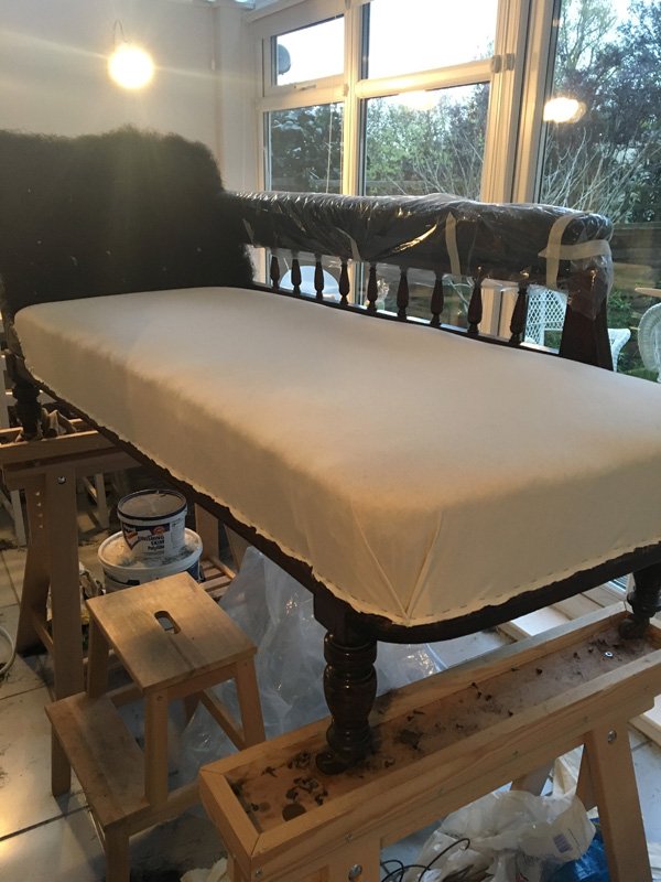 calico seat on chaise longue