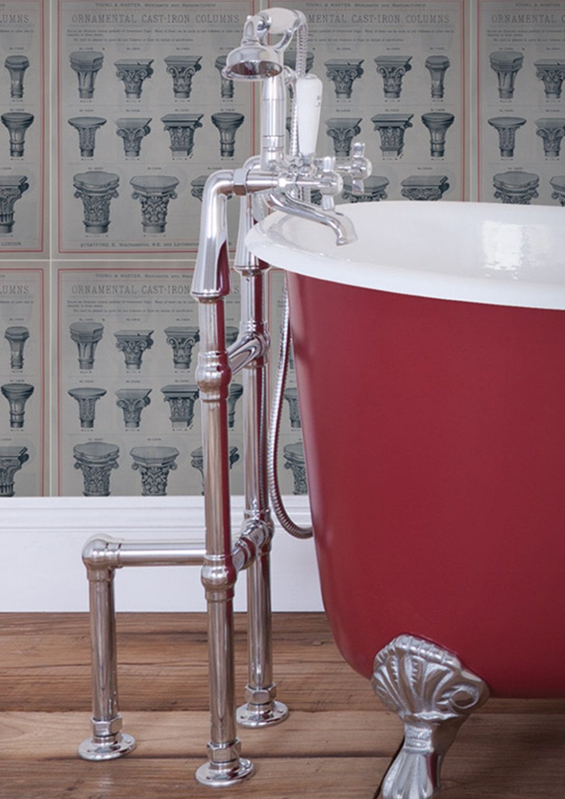 Chrome standing taps over one of our victorian baths