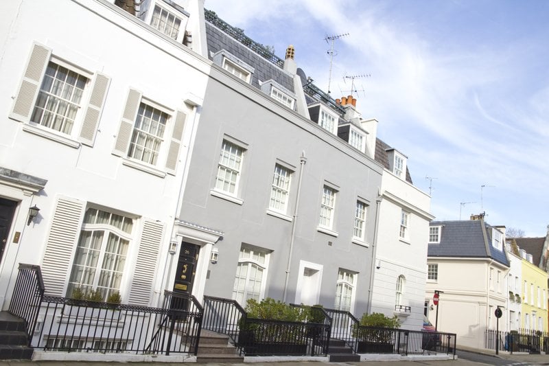 Grey and white victorian houses