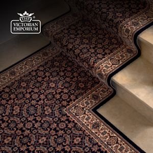 How To Fit Stair Runner Carpet in navy and beige