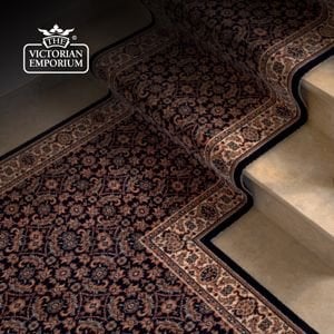 How To Fit Stair Runner Carpet in navy and beige