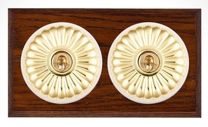 Fluted dolly switch with dark wood and antiqued brass