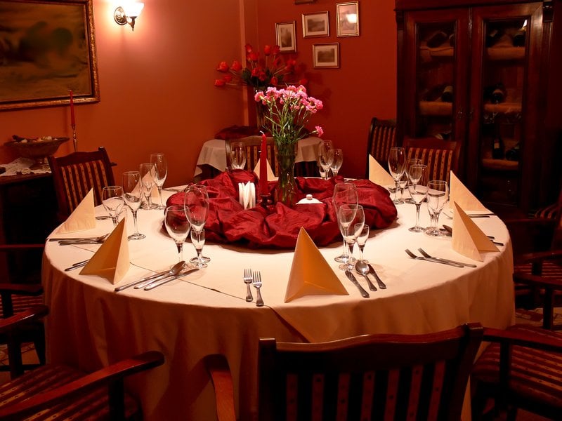 Red victorian dining room