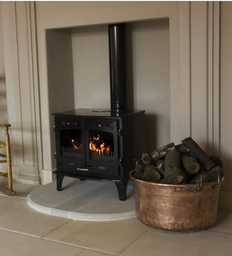 fireplace with stove
