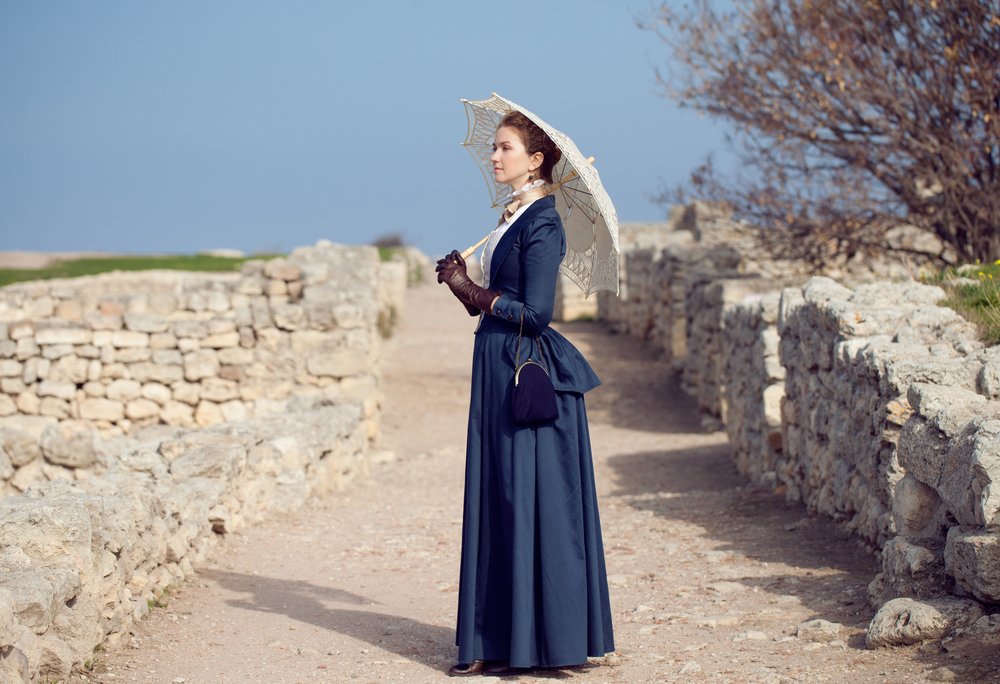 victorian lady fashion on sunny day
