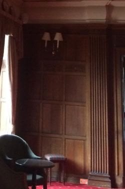 Wood panelling in study