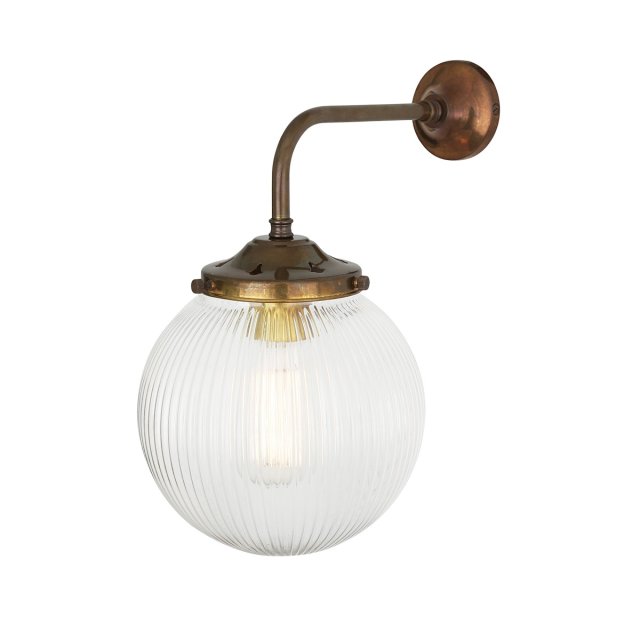 Stanley Fluted Globe Wall Light with Prismatic Holophane Glass