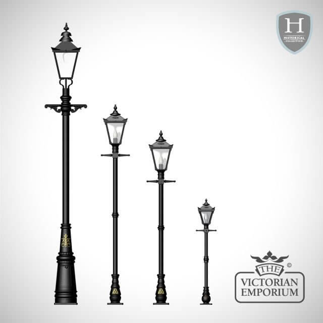 Traditional cast iron lantern on cast iron lamp post in a choice of sizes