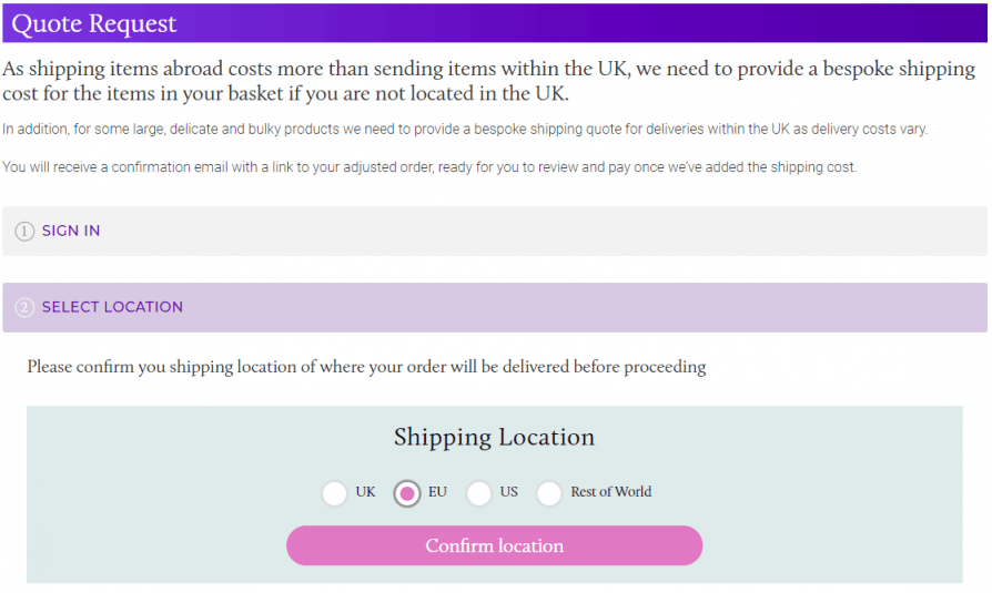 Request a shipping quote