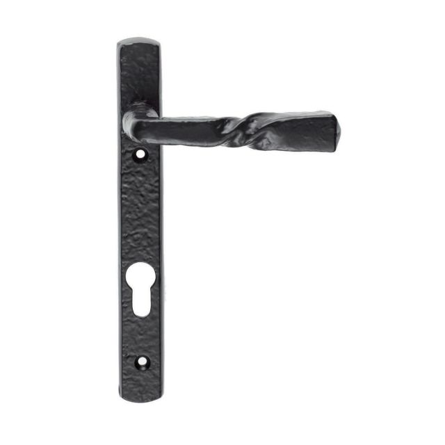 Narrow plate straight lever handle
