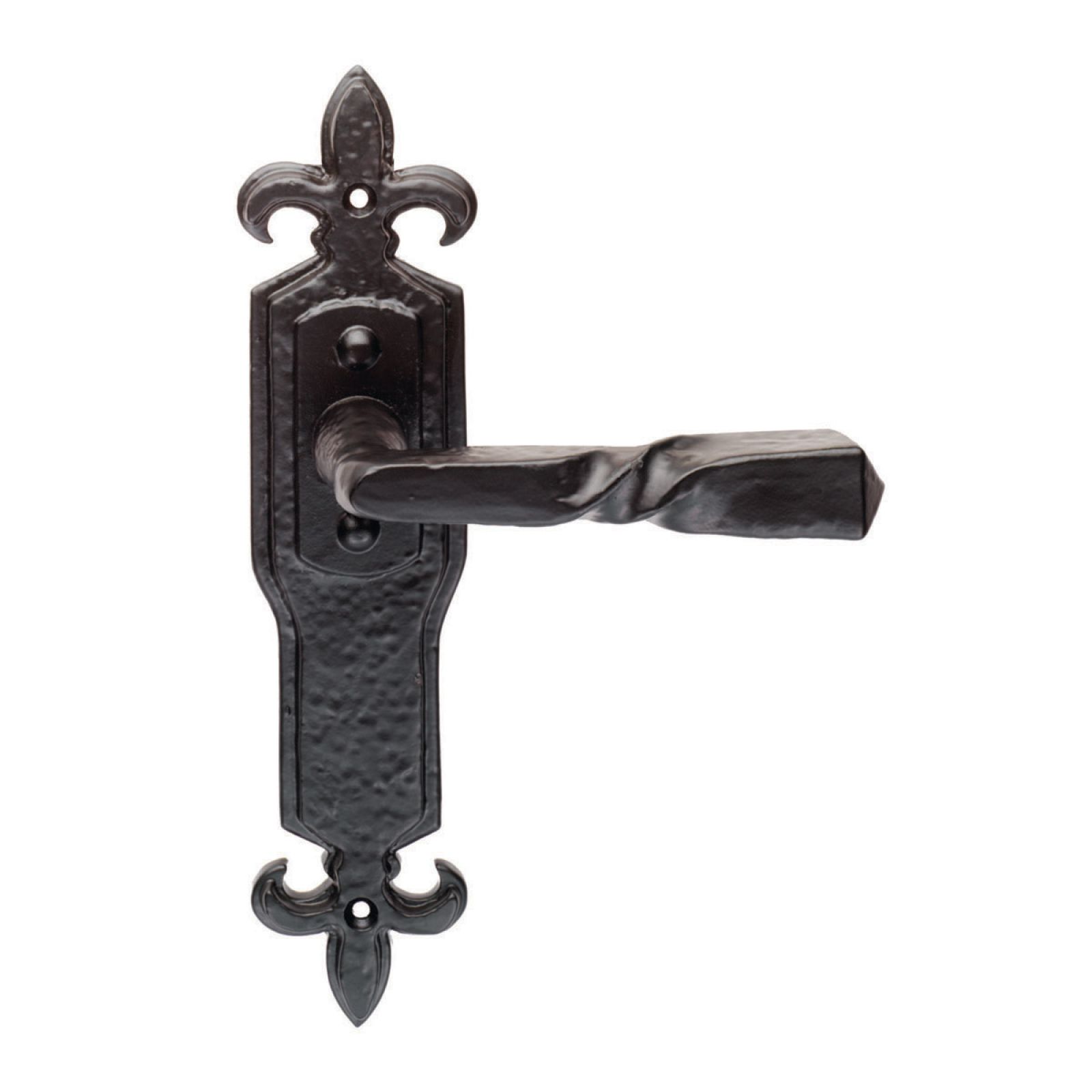 Narrow plate lever on gothic style latch back plate