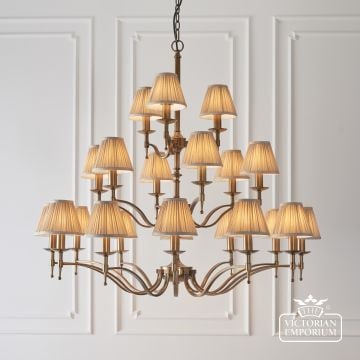 Stanford Antique Brass 21 Light Pendant With Beige Shades