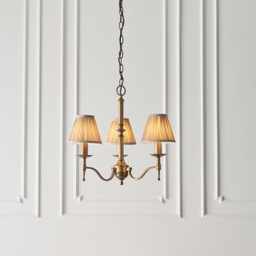 Stanford antique brass 3 light ceiling pendant with or without beige shades