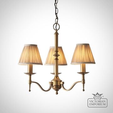 Stanford Antique Brass 3 Light Ceiling Pendant With Or Without Beige Shades