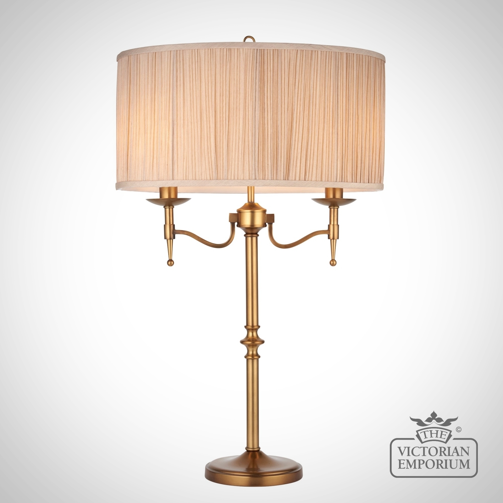 Stanford Antique Brass Table Lamp With Beige Shade