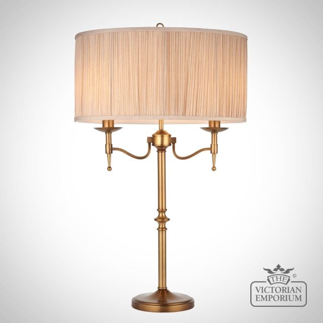 Stanford Antique Brass Table Lamp With Beige Shade