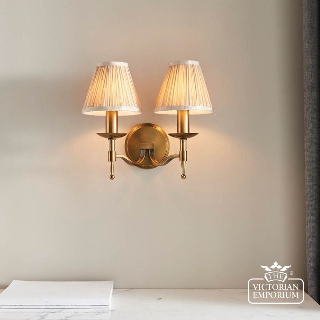 Stanford Antique Brass Double Wall Light 63654 1