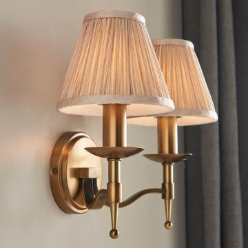 Stanford Antique Brass Double Wall Light 63654 2