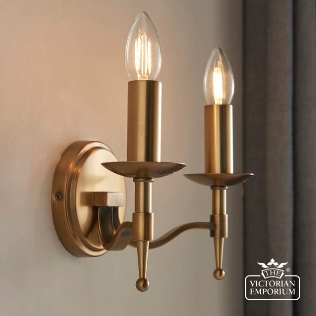 Stanford Antique Brass Double Wall Light 63654 6