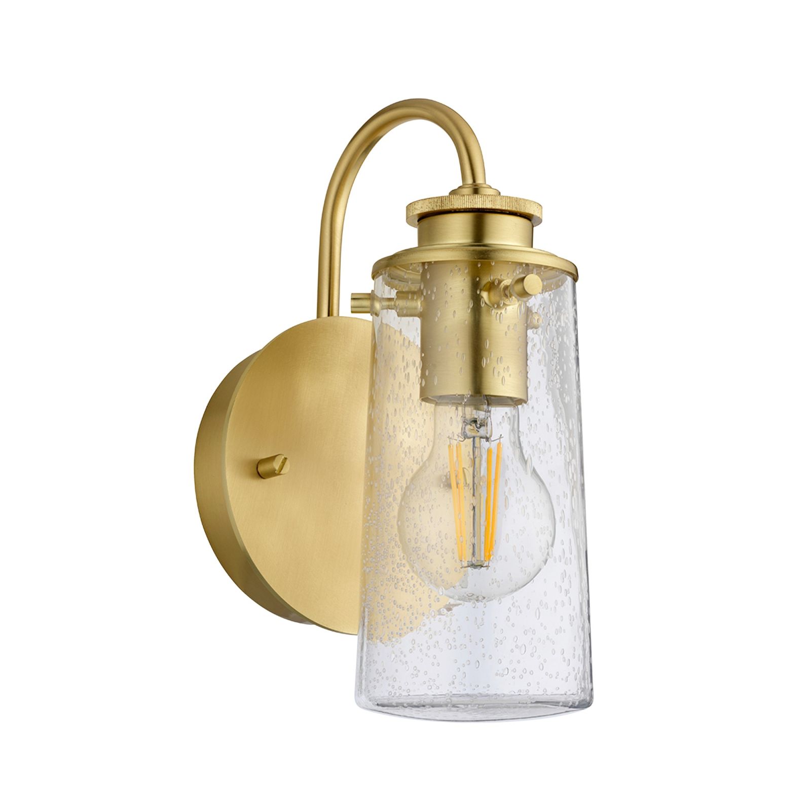 Bray Single Bathroom Wall Light in a choice of Brushed Brass or Chrome