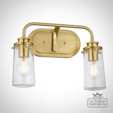 Bray Double Bathroom Wall Light in a choice of Brushed Brass or Chrome