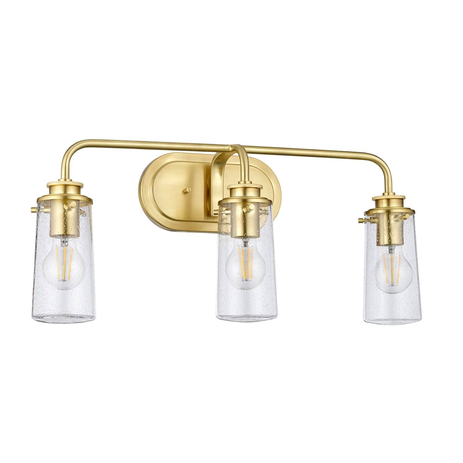 Bray Three Light Bathroom Wall Light in a choice of Brushed Brass or Chrome