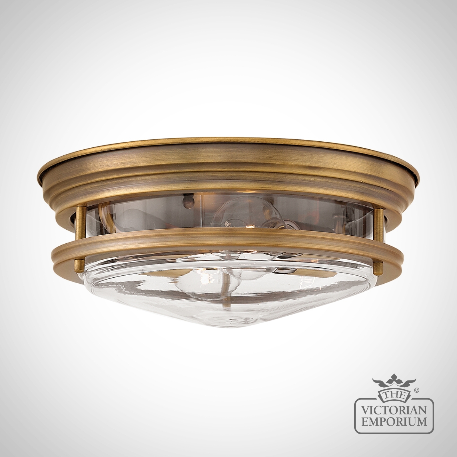 Hadrian Large Flush Mount Light in a choice of metal finishes with Choice of Opal or Clear Glass