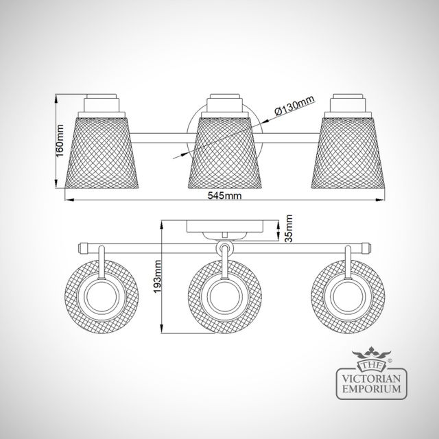 Hudson Triple Bathroom Wall Light Ld Qn Hudson3 Bath
