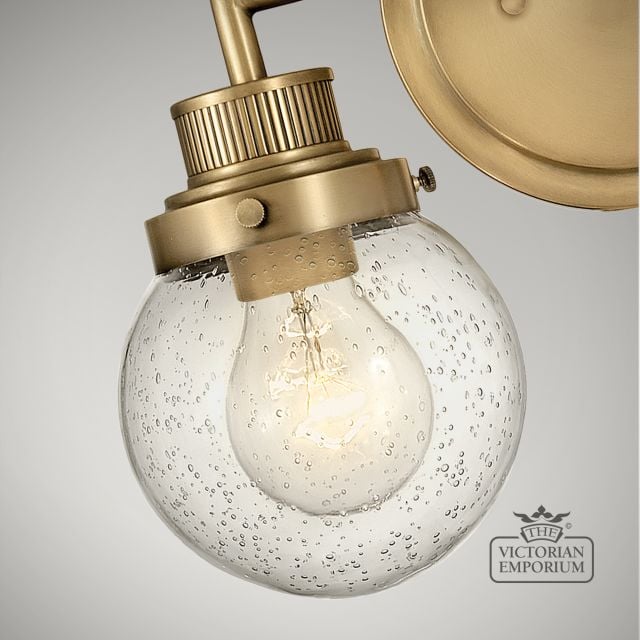 Poppy Double Bathroom Wall Light In Heritage Brass Qn Poppy2 Hb Bath Detail3