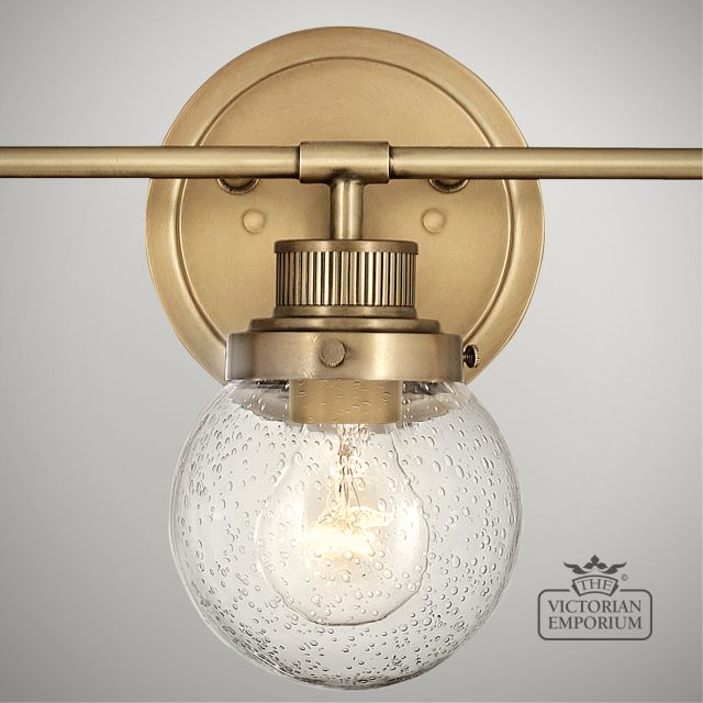 Poppy Triple Bathroom Wall Light In Heritage Brass Qn Poppy3 Hb Bath Detail1