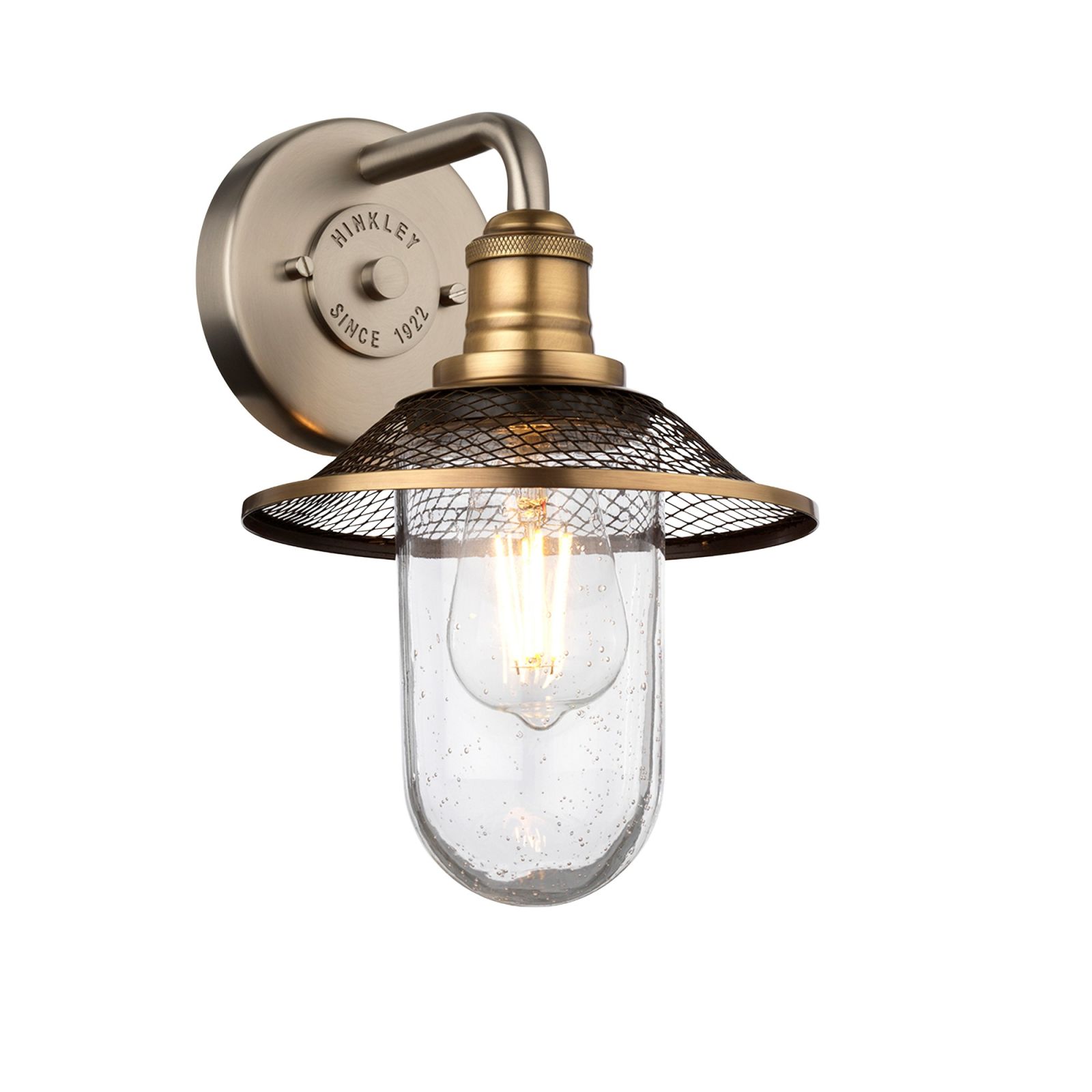 Rigby Single Bathroom Wall Light in Antique Nickel and Heritage Brass