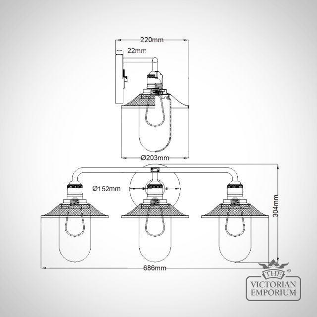 Rigby Triple Bathroom Wall Light In Polished Chrome Ld Qn Rigby3 Bath