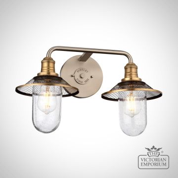 Rigby Double Bathroom Wall Light In Antique Nickel And Heritage Brass. Qn Rigby2 Bath An