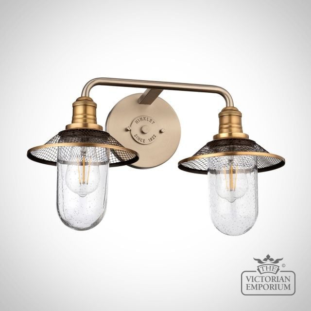 Rigby Double Bathroom Wall Light in Antique Nickel and Heritage Brass