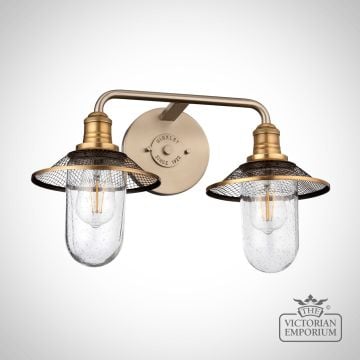 Rigby Double Bathroom Wall Light in Antique Nickel and Heritage Brass