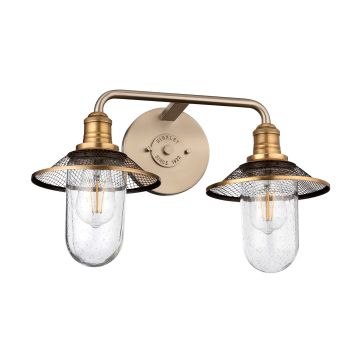 Rigby Double Bathroom Wall Light in Antique Nickel and Heritage Brass.