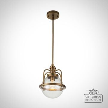 Triocent Vintage Style Ceiling Pendant /Flush Mount Light in Natural Brass or Polished Nickel