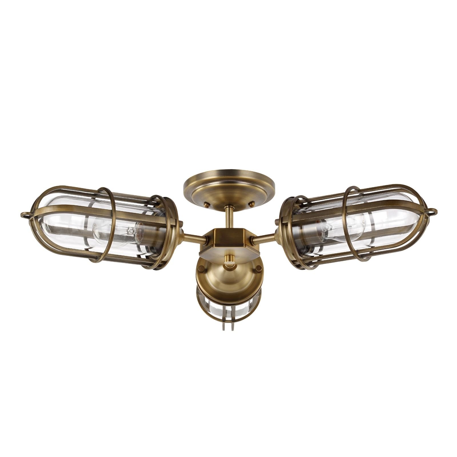 Urban three light semi flush mount light in dark antique brass
