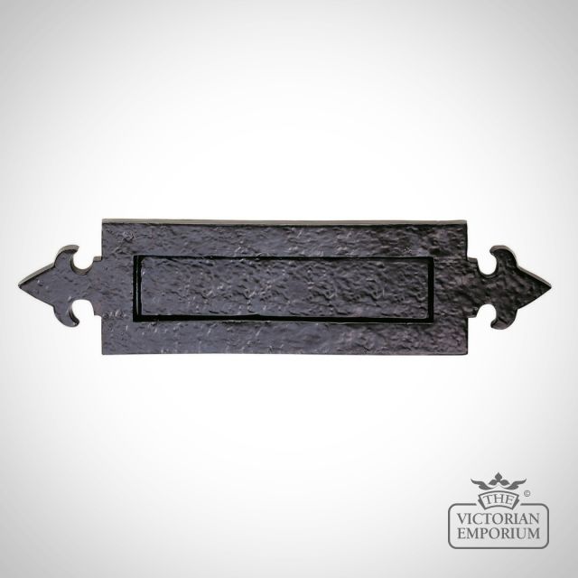 Fleur De Lys Door Letterplate - Black Antique