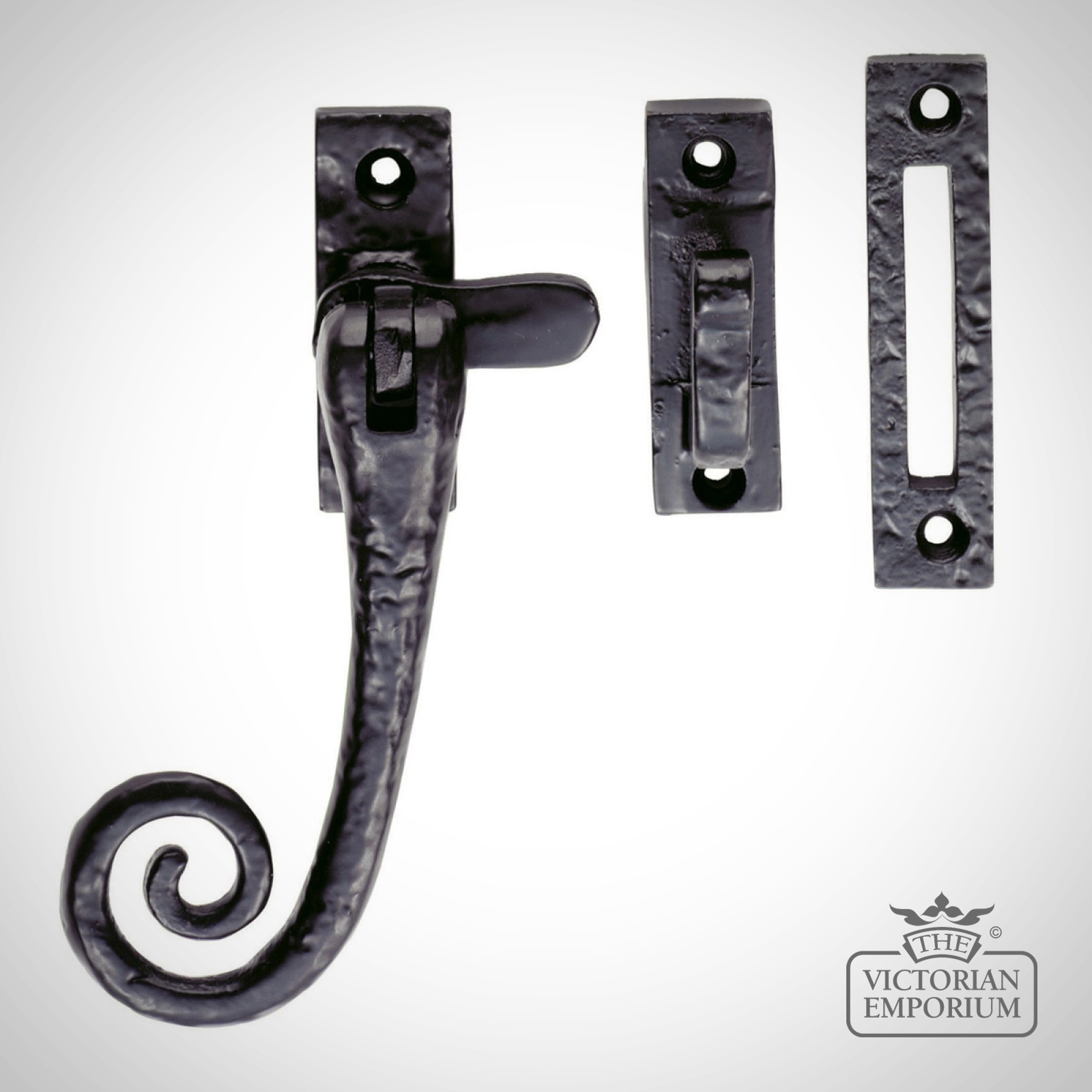 Curly tail casement fastener