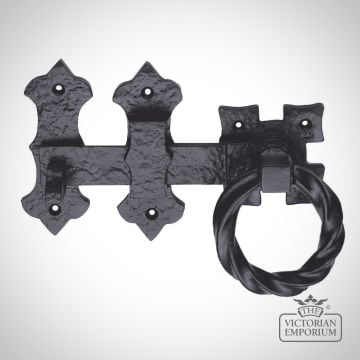 Ring Handle Gate Latch in Black Antique